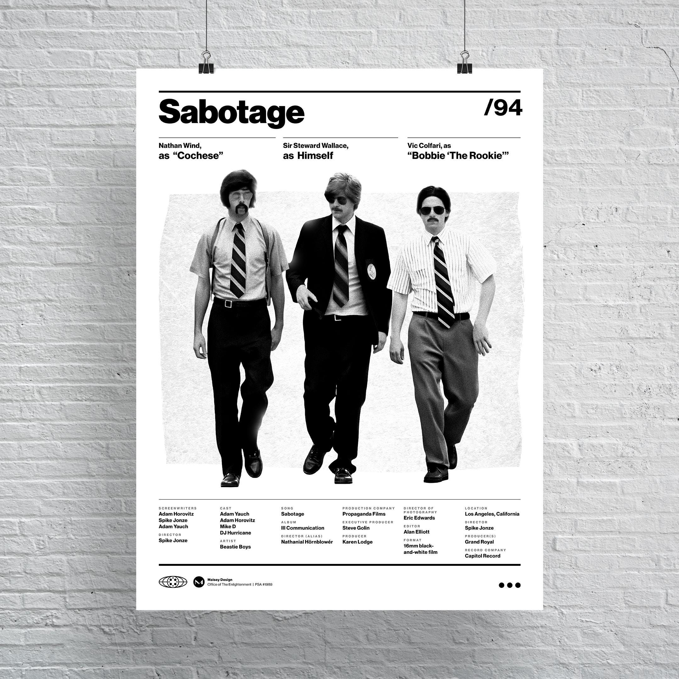 The Beastie Boys Sabotage MTV Music Video Poster - Etsy