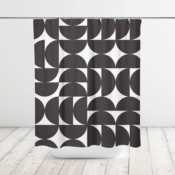 Half Moon Circle Modern Shower Curtain Bath Curtain Bathtub Etsy