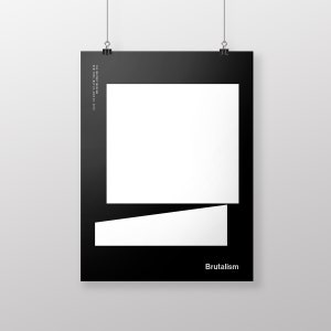 Manifesto della mostra Brutalismo, Whitney Museum, New York, stampa astratta moderna, arte architettonica minimalista, design grafico, stampa incorniciata