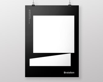 Brutalism exhibition poster whitney museum NYC modern abstract print art architectural minimalist poster graphic design framed print