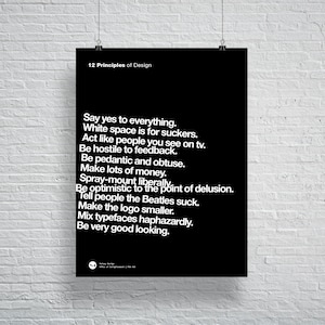 12 Principles of Good Design Poster, Helvetica, Typographic, Funny, Quote, Black and White, Modern Art, Print,Architecture,Industrial Design