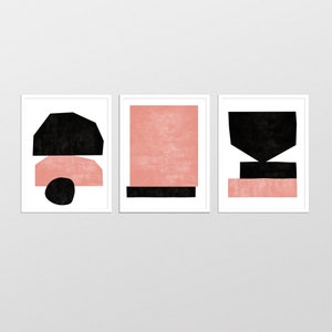 Set of 3 Cutout Color Block Midcentury Modern Jazz Abstract Art Print Set, Modern Art, Gallery Wall