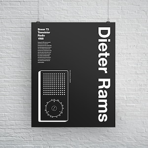 Dieter Rams Apple Ipod Helvetica Typographic Poster, Quote, Black and White, Modern Art, Wall Art, Architecture, Industrial Design, Print