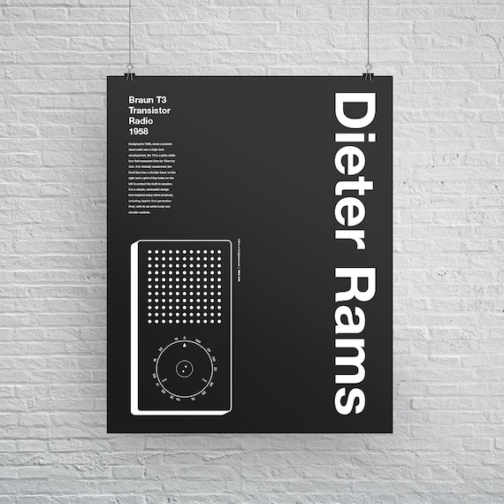 Dieter Rams Apple Ipod Helvetica Typographic Poster, Quote, Black
