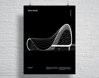 Zaha Hadid Heydar Aliyev Center Baku, Azerbaijan, Architecture poster print design free shipping mies van der rohe frank gehry helvetica