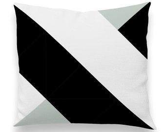 Big Bold Diagonals Pillow Black and White