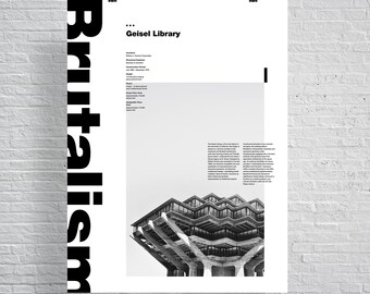 Brutalist architecture poster - The Geisel Library