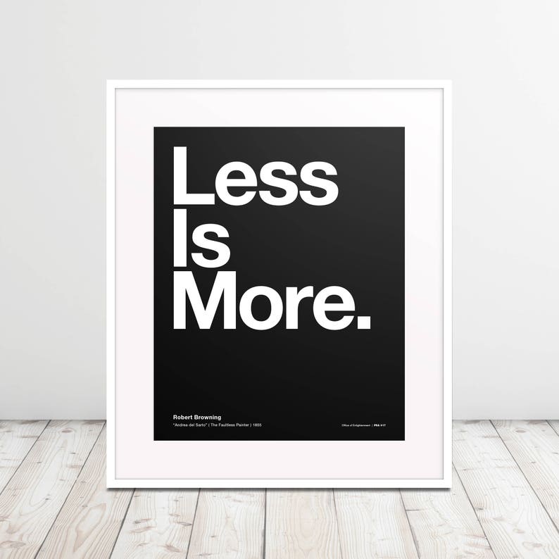 Less is More Poster Helvetica Typographic Fun Funny | Etsy