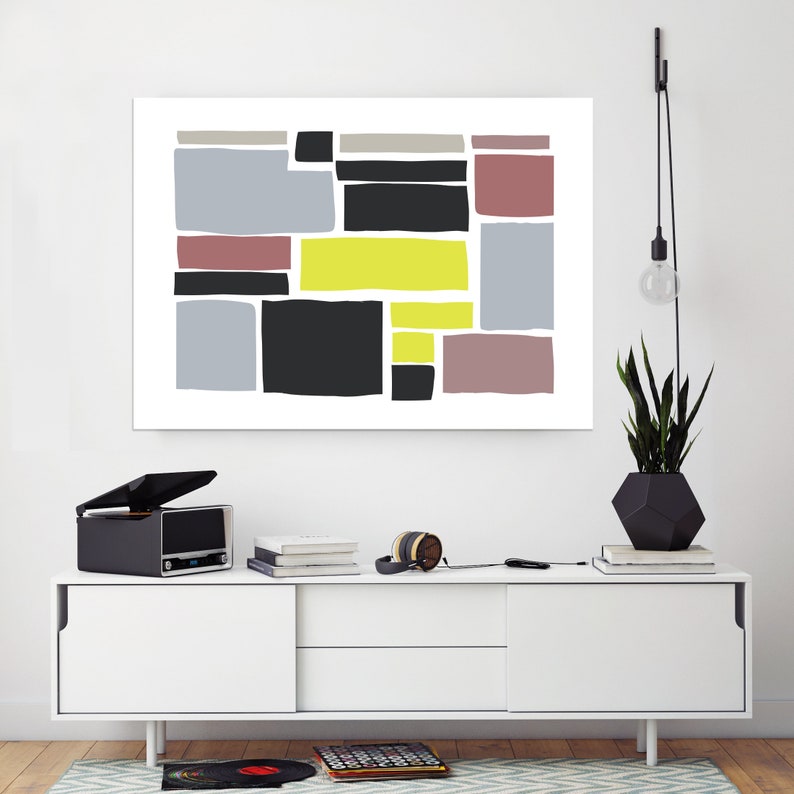 Mixed Color Block Collage II, Kitchen, Screen Print, Abstract ...
