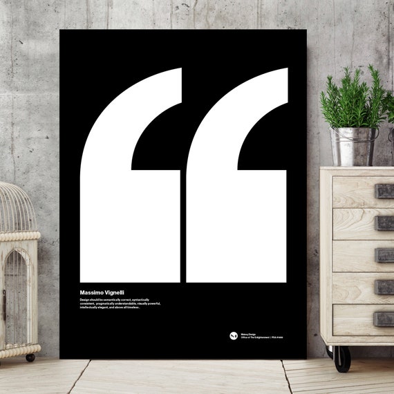 Massimo Vignelli Helvetica Typographic Quote Poster, Graphic