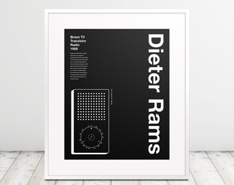 Dieter Rams Apple Ipod Helvetica Typographic Poster, Quote, Black