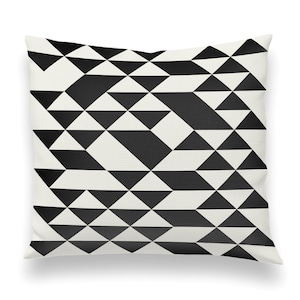 Geometric Triangle Pattern Black and White Modern Vintage Pillow Cover, Throw, Living Room Decor