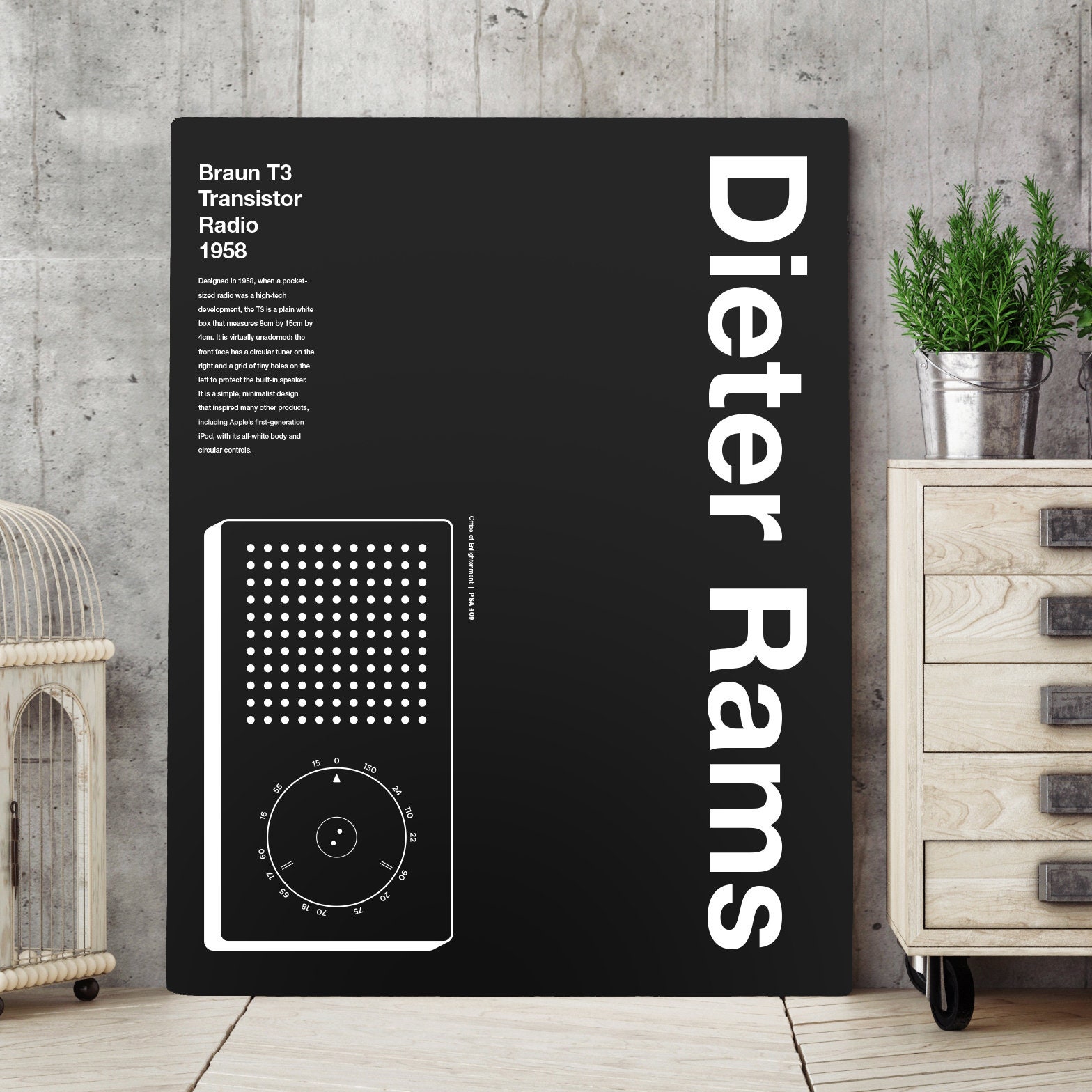 Dieter Rams Apple Ipod Helvetica Typographic Poster, Quote, Black