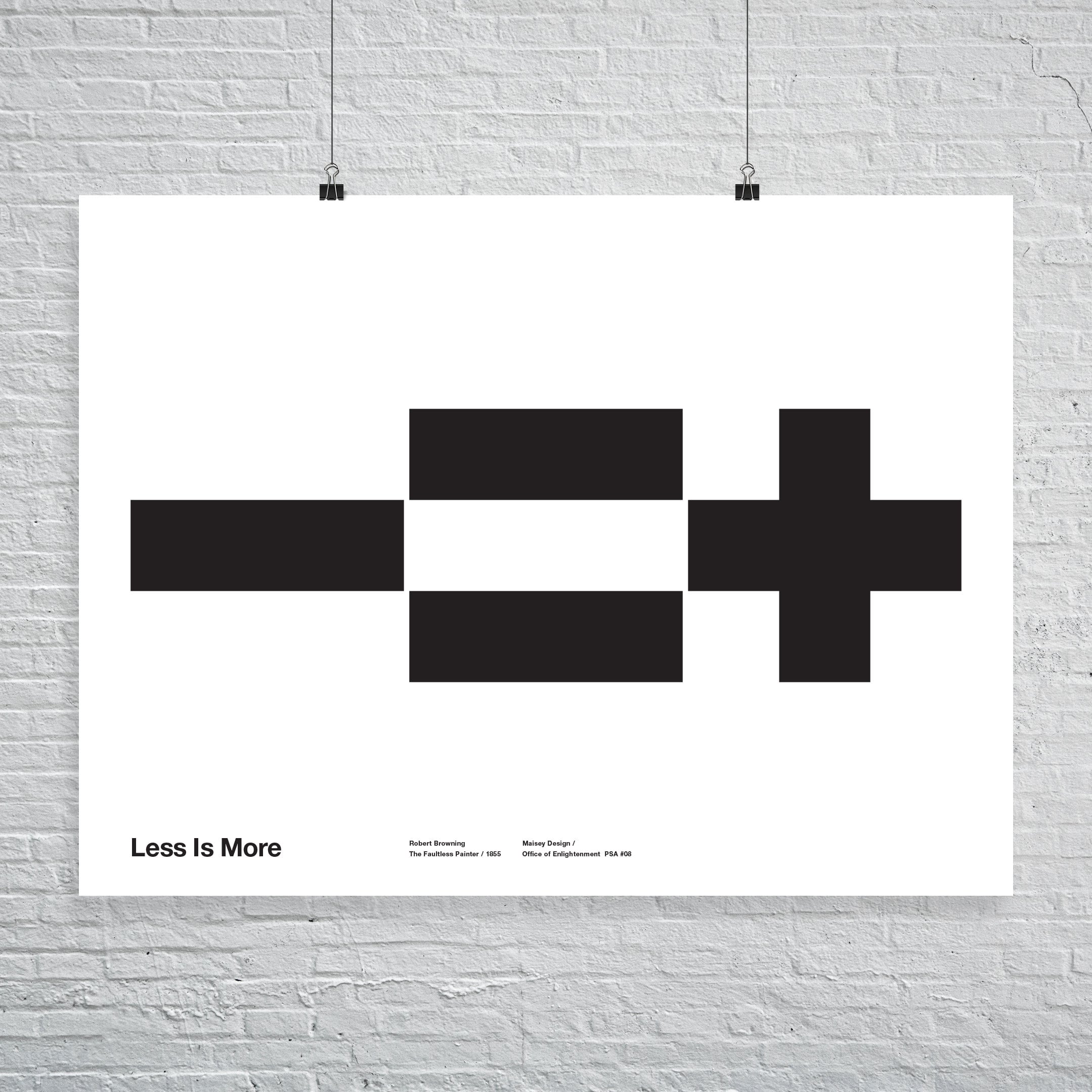 Less Is Moreポスター、数学アイコン、ヘルベチカ、タイポグラフィ 