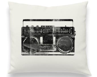 Vintage Distressed 1980 Radio Pillow Cover, Throw Pillow, Couch Cushion, Pillow Sham, Custom Order, Hip Hop, Rock, Music, Cool, Fun
