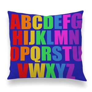 Alphabet Kids Pillow Cover, More Colors Available, Custom Options, Playroom and Nursery Pillow Cover