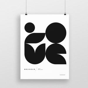 bauhaus Love Art Exhibition Poster print modernism modern abstract Fun quote funny cool home office decor graphic design paul rand helvetica