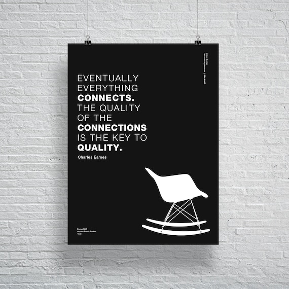 Charles And Ray Aemes Chair Interior Design Poster Helvetica Typographic Funny Quote Black And White Modern Art Print Architecture