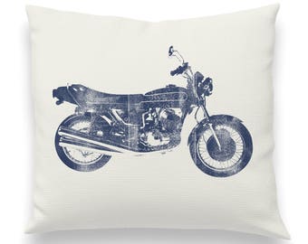 Vintage Distressed Motorcycle Pillow Cover, Throw Pillow, Couch Cushion, Bike, Cool, Fun