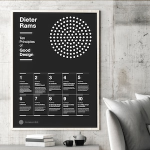 Dieter Rams, 10 Principles of Good Design Poster, Helvetica, Typographic, Product Design, Black and White, Modern Art, Print,Architecture image 2