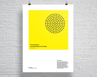 Dieter Rams, Good Design Is As Little Design As Possible Poster, White, Helvetica, Typographic, Product Design, Modern, Print, Architecture