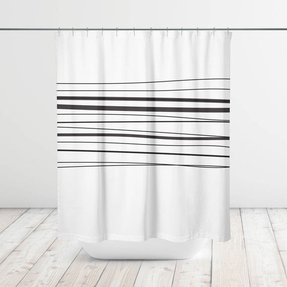 Organic Wavy Lines Modern Shower Curtain Bath Curtain Etsy