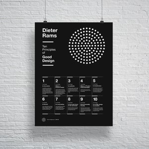 Dieter Rams, 10 Principles of Good Design Poster, Helvetica, Typographic, Product Design, Black and White, Modern Art, Print,Architecture