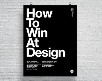 How To Win At Design 12 Principles, Helvetica, Typographic, Funny, Quote, Black and White, Modern Art, Print,Architecture,Industrial Design