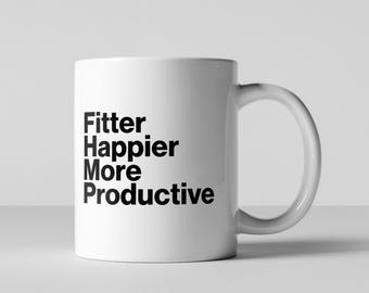 Radiohead Fitter Happier More Productive OK Computer Coffee Mug 90s