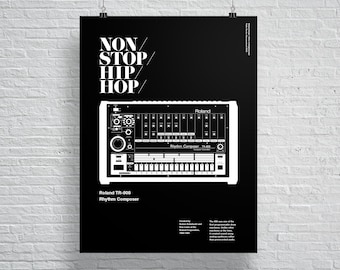 Hip Hop Roland 808 Drum Machine, Helvetica, Typographic, Graphic Design, Quote, Product Design, Modern Art, Print, Beastie Boys, Music, R&B