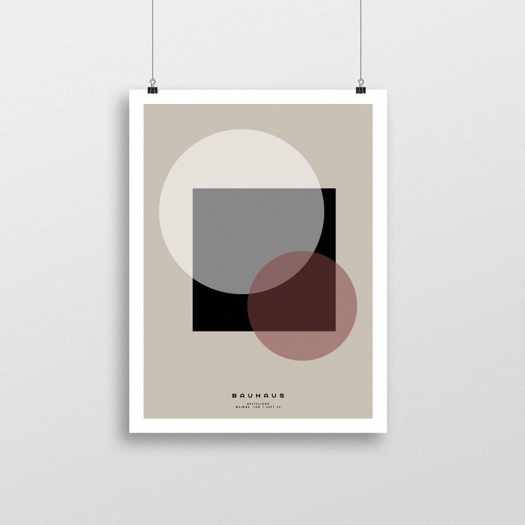 Bauhaus Floating Circles Geometric Warm Natural Modern Abstract Print ...