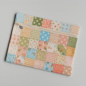 Medium floral cross stitch embroidery cotton project bag flowers patchwork pattern