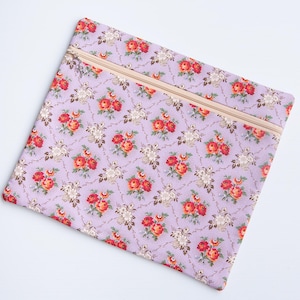 Medium floral cross stitch embroidery cotton project bag flowers pattern