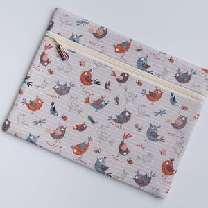 Medium cross stitch embroidery cotton project bag birds pattern