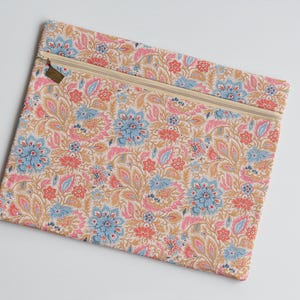 Large floral Tilda cross stitch embroidery cotton project bag  flowers pattern