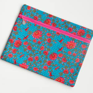 Medium floral cross stitch embroidery cotton project bag flowers pattern