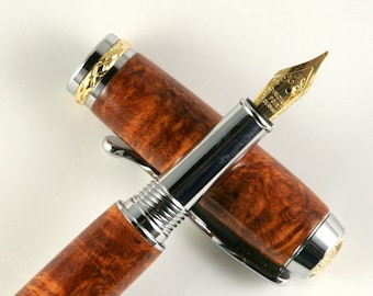 Amboyna Burl Triton Chrome y fuente de oro mejorada o Rollerball