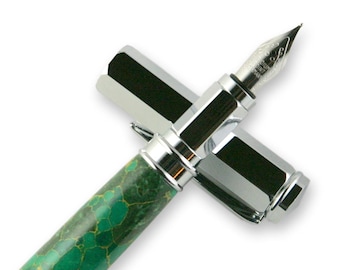 Arizona Jade TruStone Magnetic Vertex Chrome Fountain or Rollerball Pen