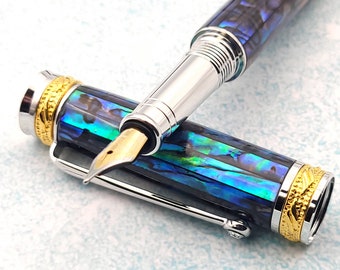 Auckland Jr Abalone Muschel Füllfederhalter in 22kt Gold & Chrom