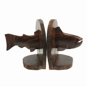 Desert Ironwood Trout Bookends carving