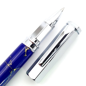 Lapis Lazuli TruStone Magnetic Vertex Chrome Fountain or Rollerball Pen