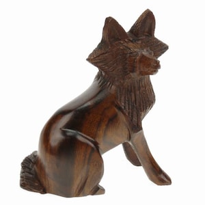 Desert Ironwood Sitting Fox carving
