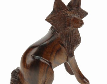 Desert Ironwood Sitting Fox carving