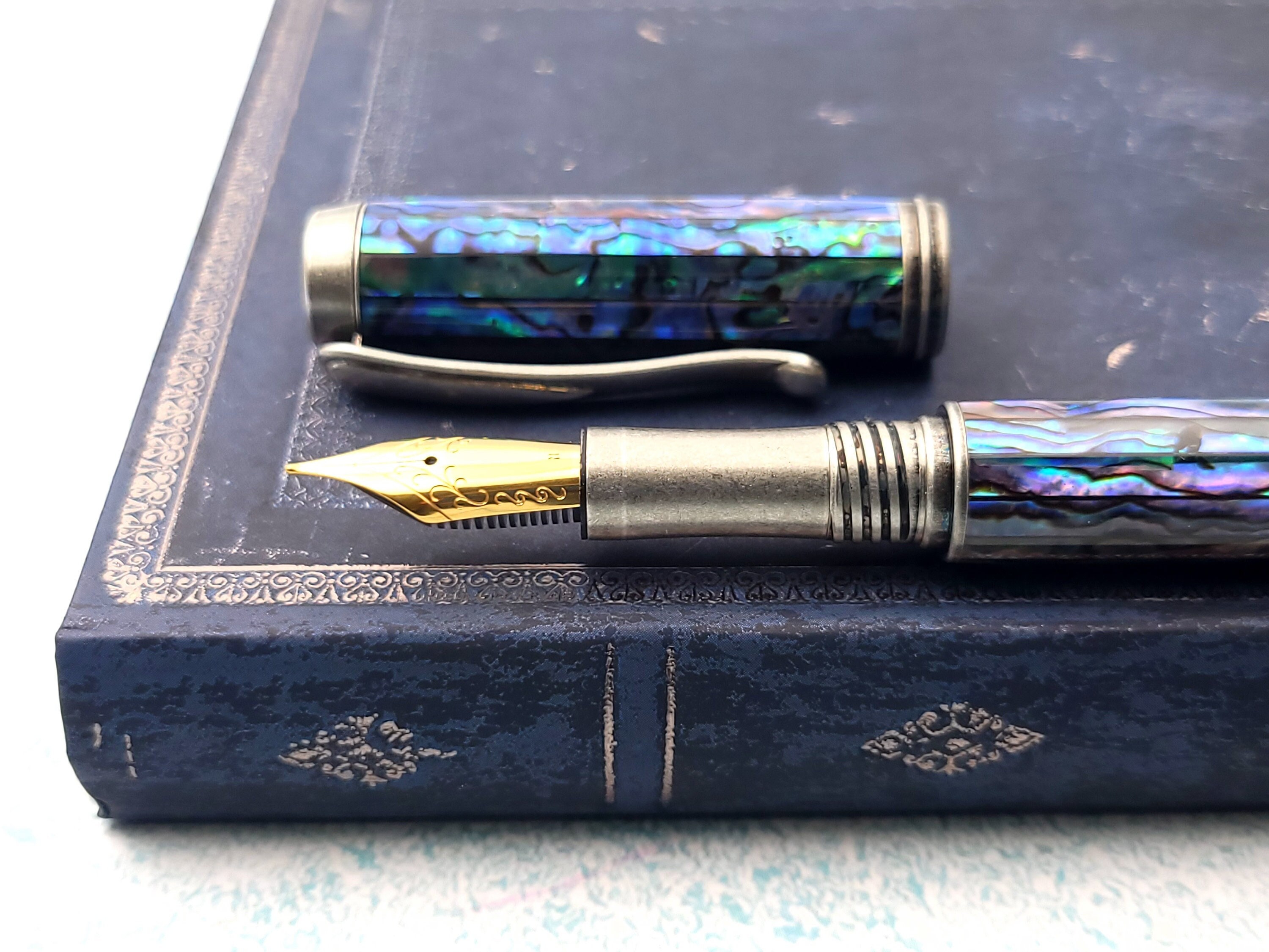 Ashhurst Abalone Shell Fountain Pen in Antique Pewter