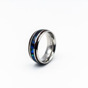 8mm Abalone Shell and Koa Wood Stainless Steel Ring