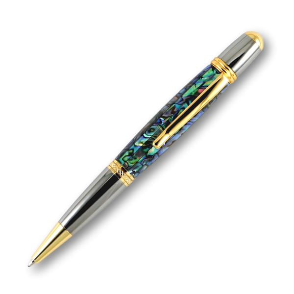 Abalone Shell (Mother of Pearl) Sierra Black Titanium and Gold Titanium Ballpoint Pen