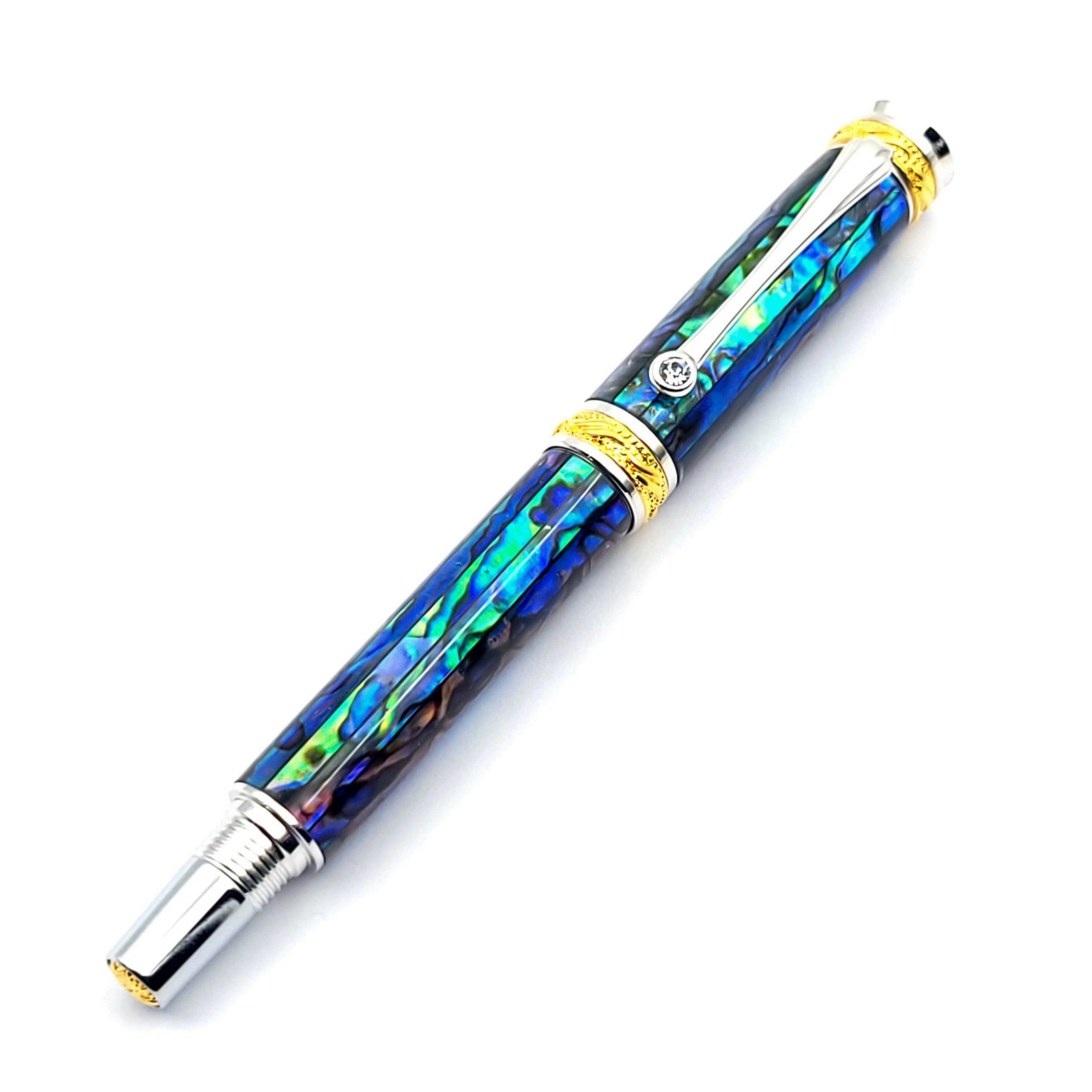 Jr Justus Shell Auckland Jr Abalone Shell Fountain Pen in 22kt Gold & Chrome - Etsy
