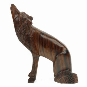 Desert Ironwood Sitting Wolf carving