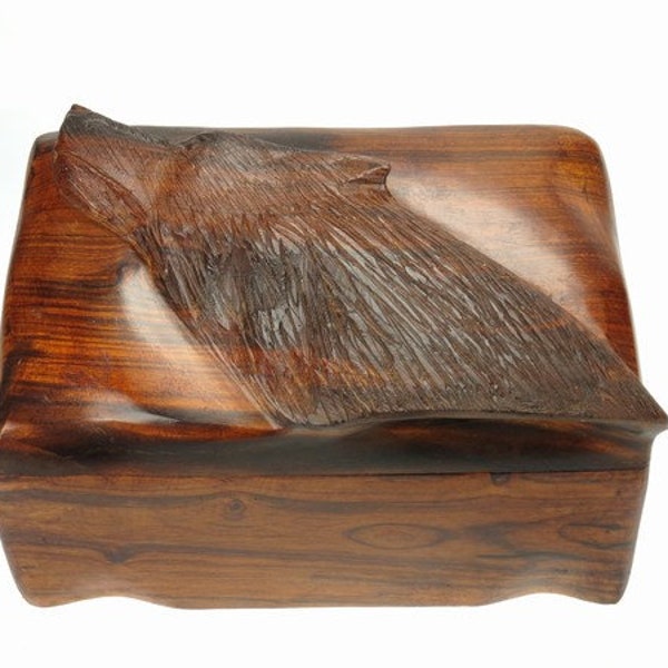 Desert Ironwood Wolf Box carving