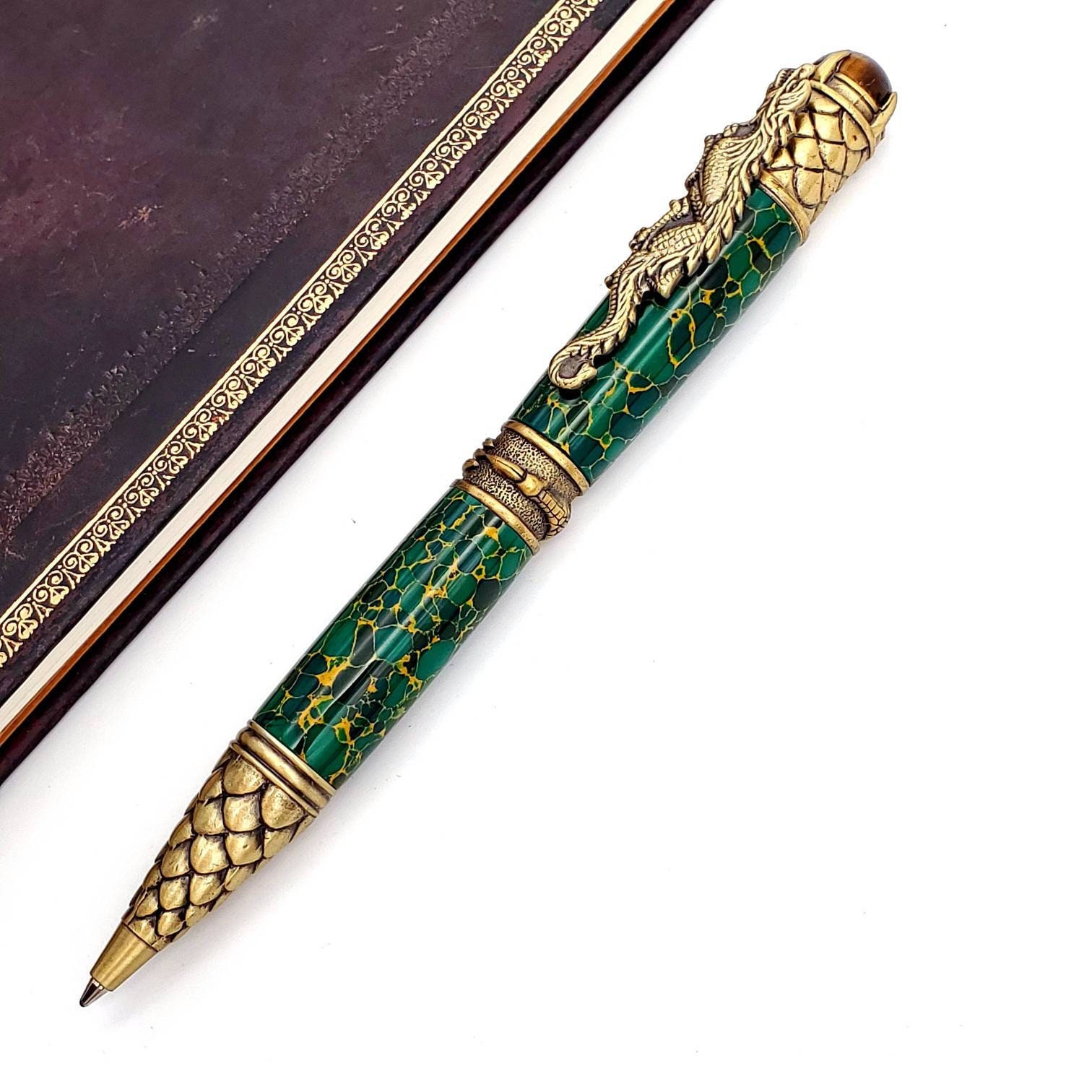 Arizona Jade TruStone Dragon Twist Pen (Choose Finish)